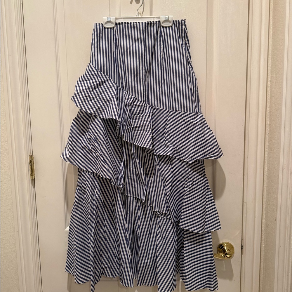 Banana Republic Navy and White Asymmetrical Skirt